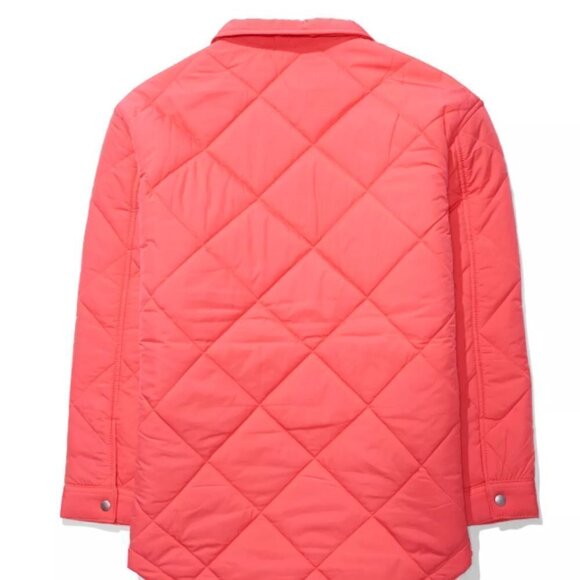 American Eagle NWOT Oversized Puffer Shacket Collared Lined Shirt Jacket Pink XS - Picture 2 of 12